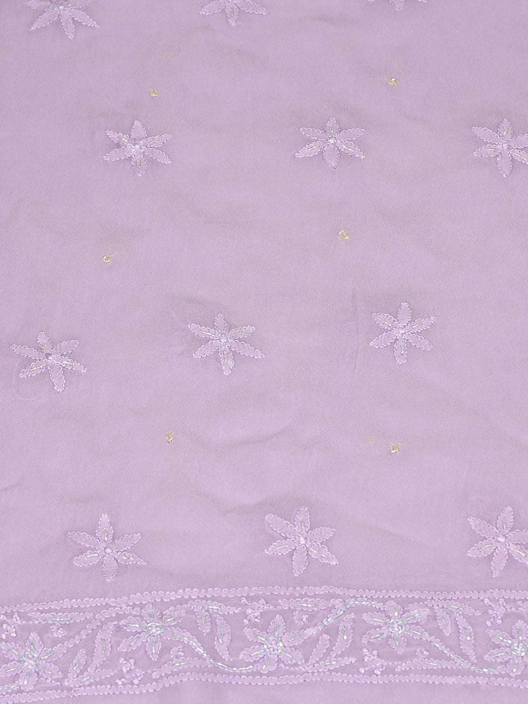 Ada Hand Embroidered Lavender Viscose Georgette Lucknowi Chikankari Unstitched Kurta Dupatta Set With Cutdana Work 01A784863