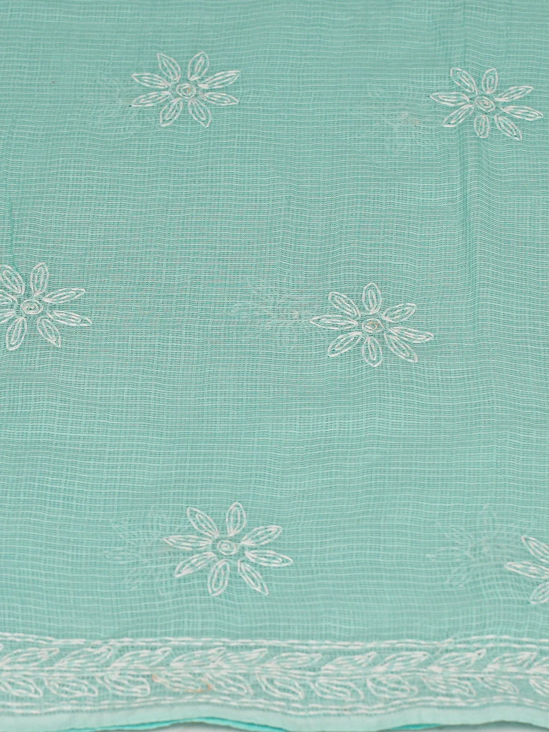 Ada Hand Embroidered Sea Green Kota Lucknowi Chikankari Unstitched Suit Piece 01A751107