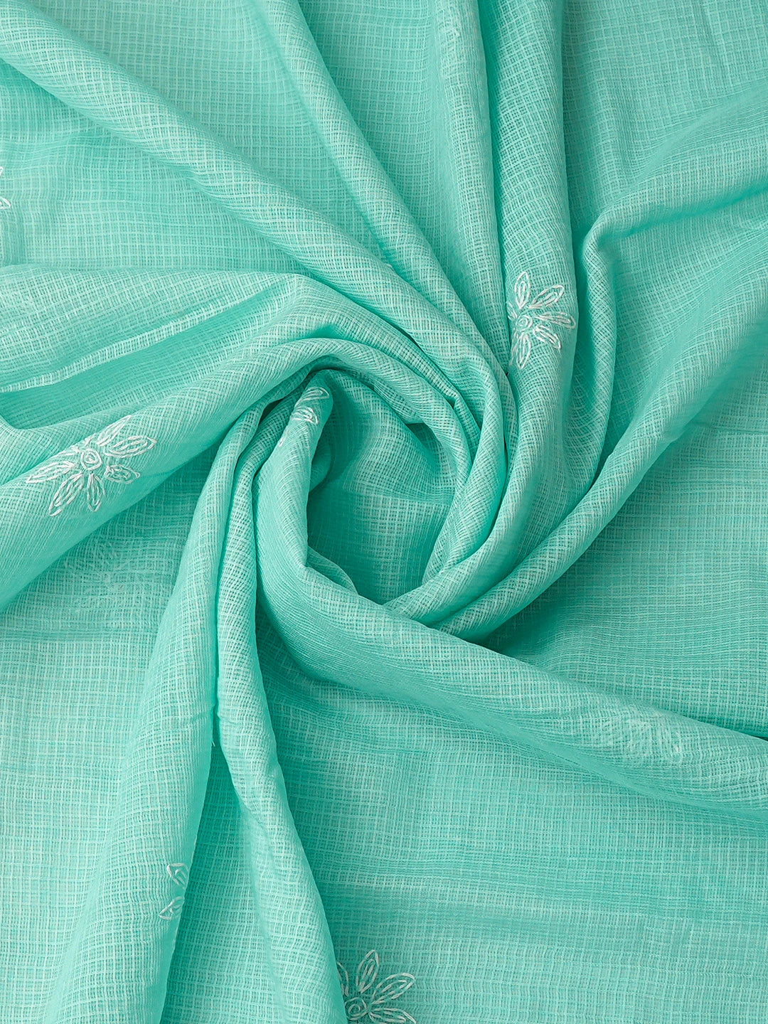 Ada Hand Embroidered Sea Green Kota Lucknowi Chikankari Unstitched Suit Piece 01A751107