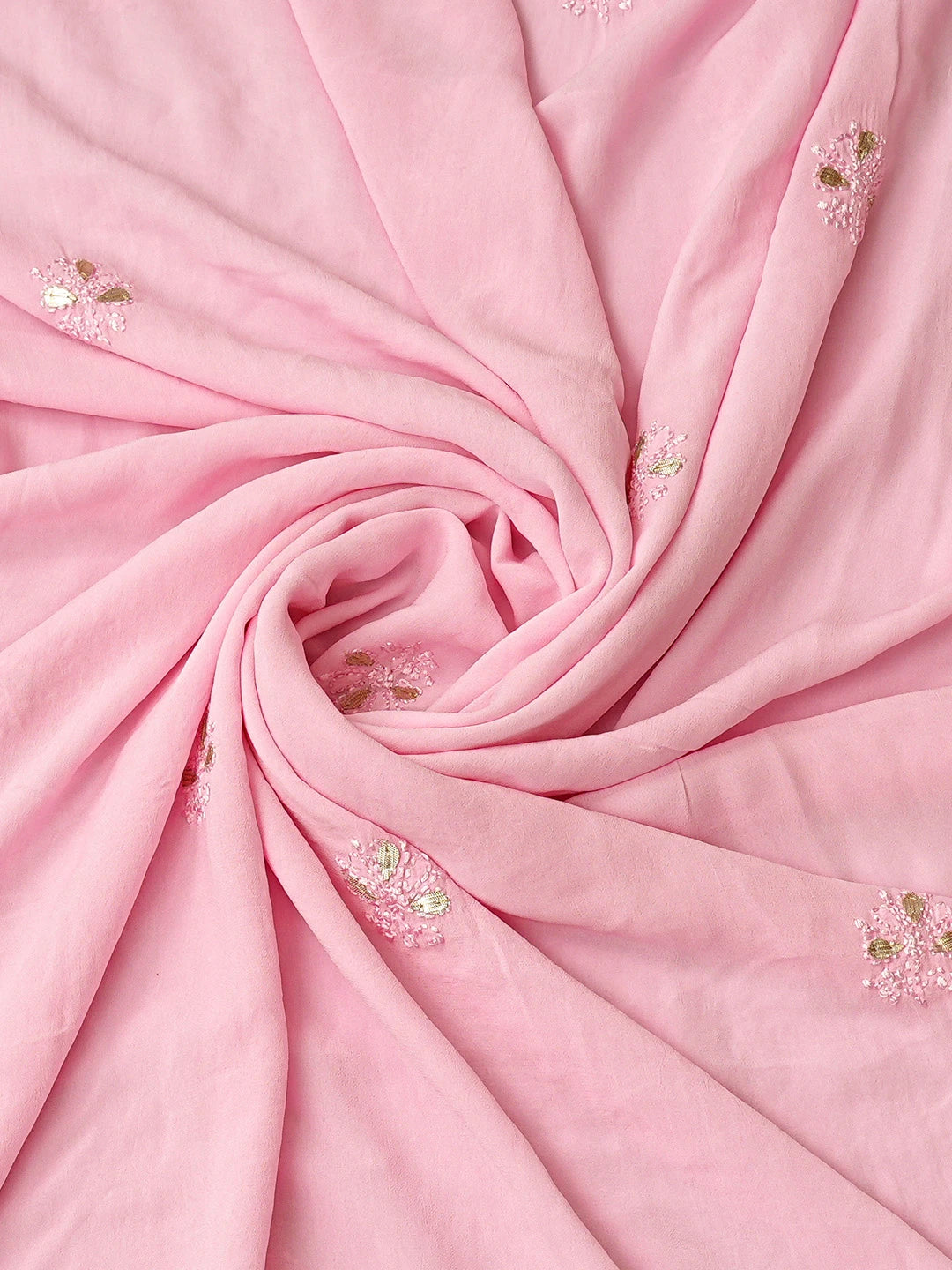 Ada Hand Embroidered Pink Viscose Georgette Lucknowi Chikankari Unstitched Kurta Dupatta Set With Gotapatti Work 01A802020