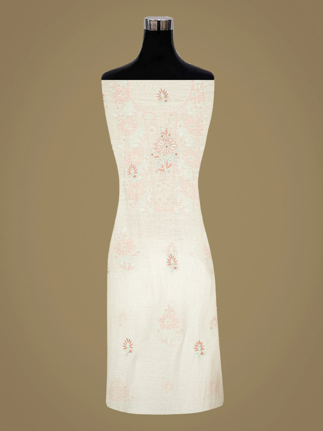 Ada Hand Embroidered White Chanderi Lucknowi Chikankari Unstitched Kurta Dupatta Set With Cutdana Work 01A483210