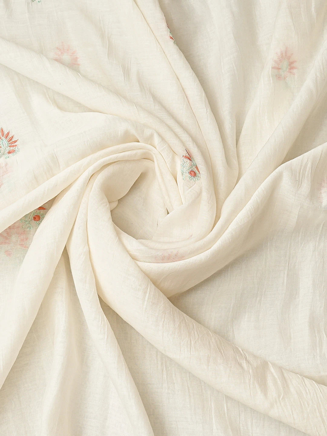 Ada Hand Embroidered White Chanderi Lucknowi Chikankari Unstitched Kurta Dupatta Set With Cutdana Work 01A483210