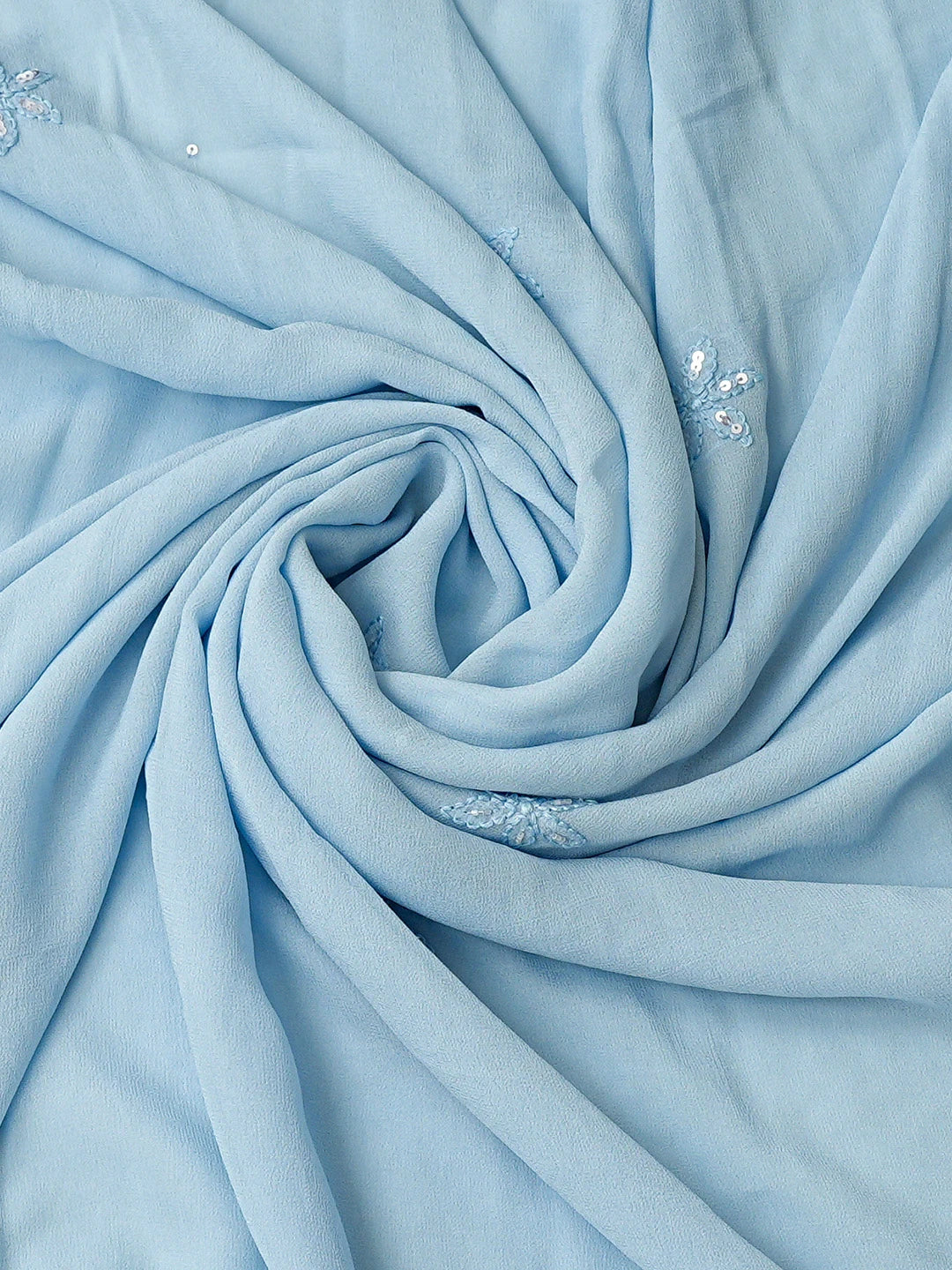 Ada Hand Embroidered Carolina Blue Viscose Georgette Lucknowi Chikankari Unstitched Kurta Dupatta Set With Cutdana Work 01A792770