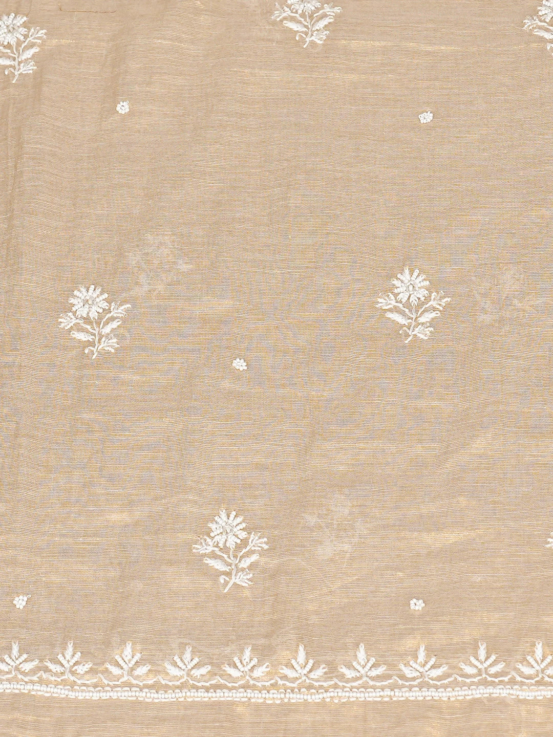 Ada Hand Embroidered Fawn Tissue Lucknowi Chikankari Unstitched Kurta Dupatta Set With Pearl Work 01A784493
