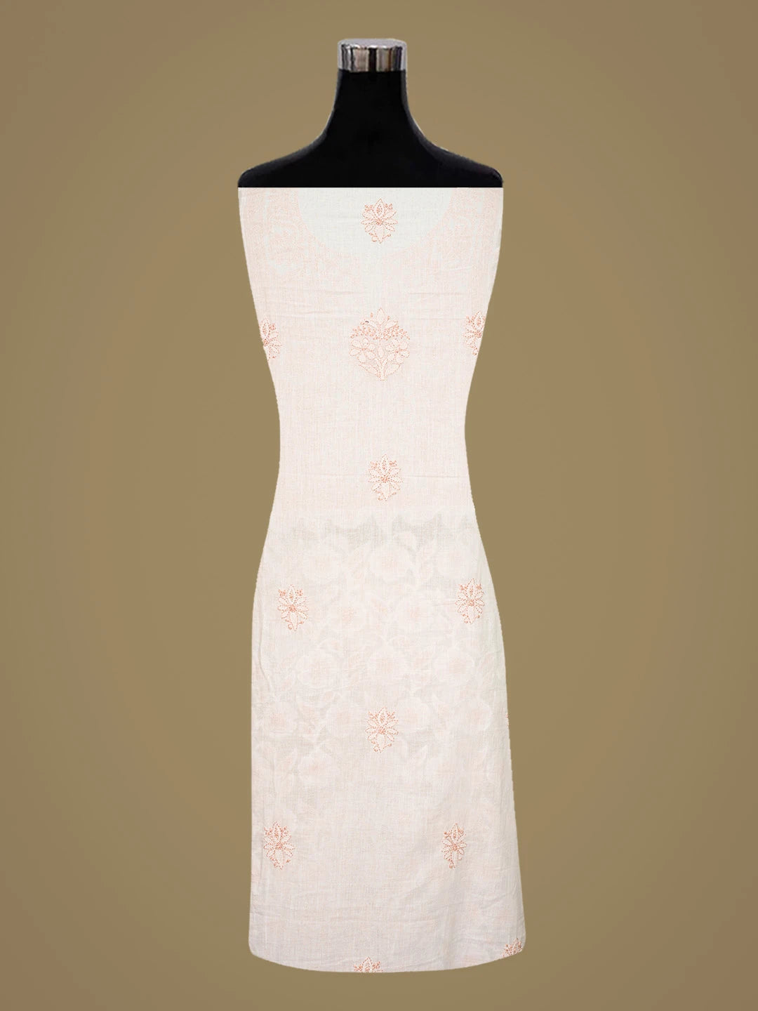 Ada Hand Embroidered White Cotton Lucknowi Chikankari Unstitched Kurta Dupatta Set 01A743507