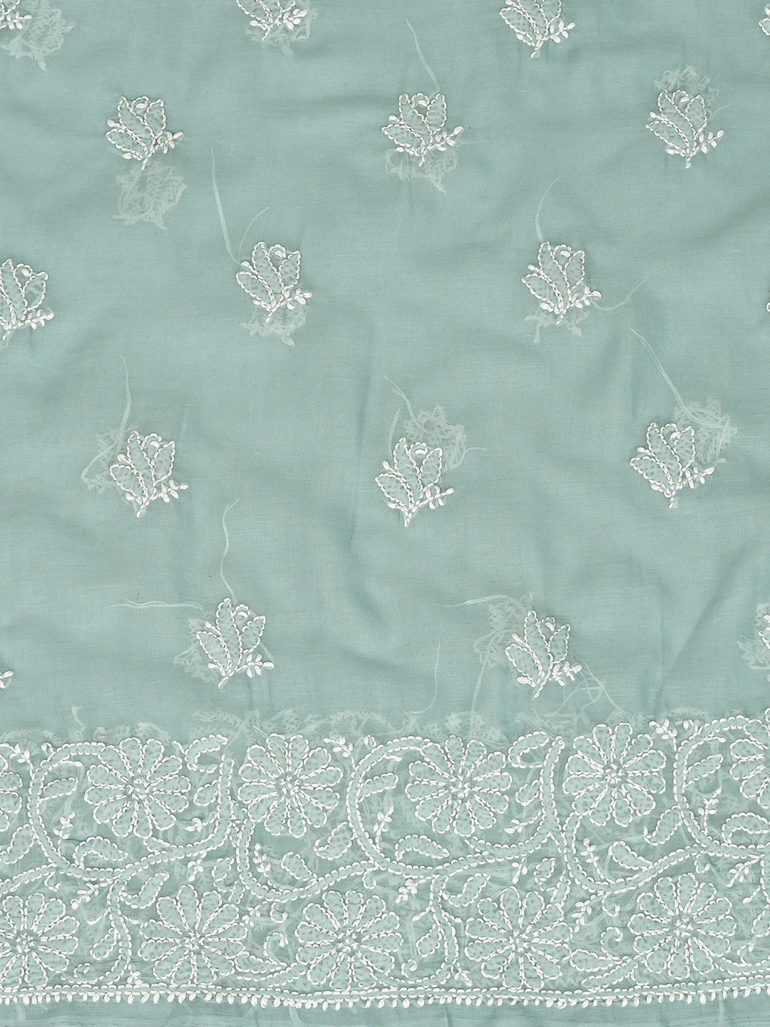 Ada Hand Embroidered Grey Cotton Lucknowi Chikankari Unstitched Suit Piece 01A826122
