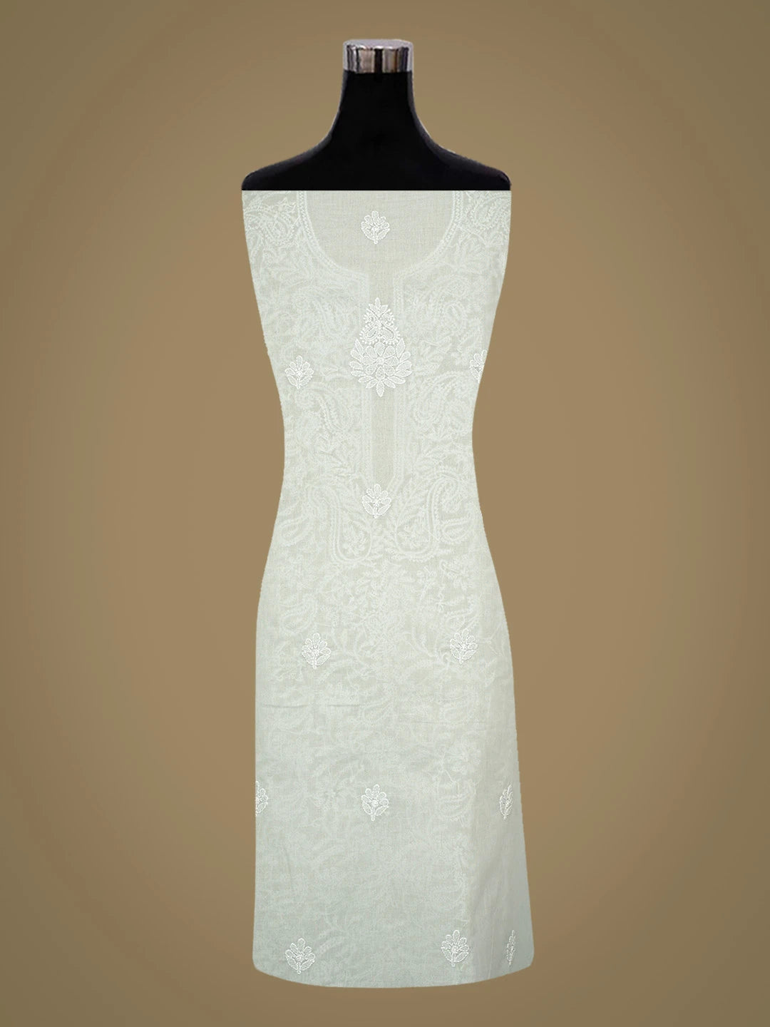 Ada Hand Embroidered Grey Cotton Lucknowi Chikankari Unstitched Suit Piece 01A782869