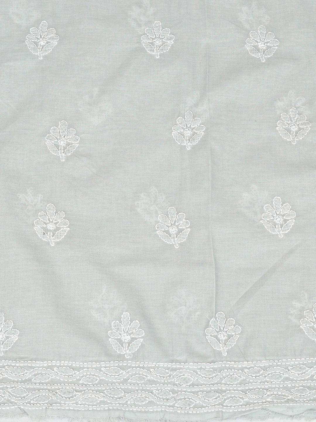 Ada Hand Embroidered Grey Cotton Lucknowi Chikankari Unstitched Suit Piece 01A782869