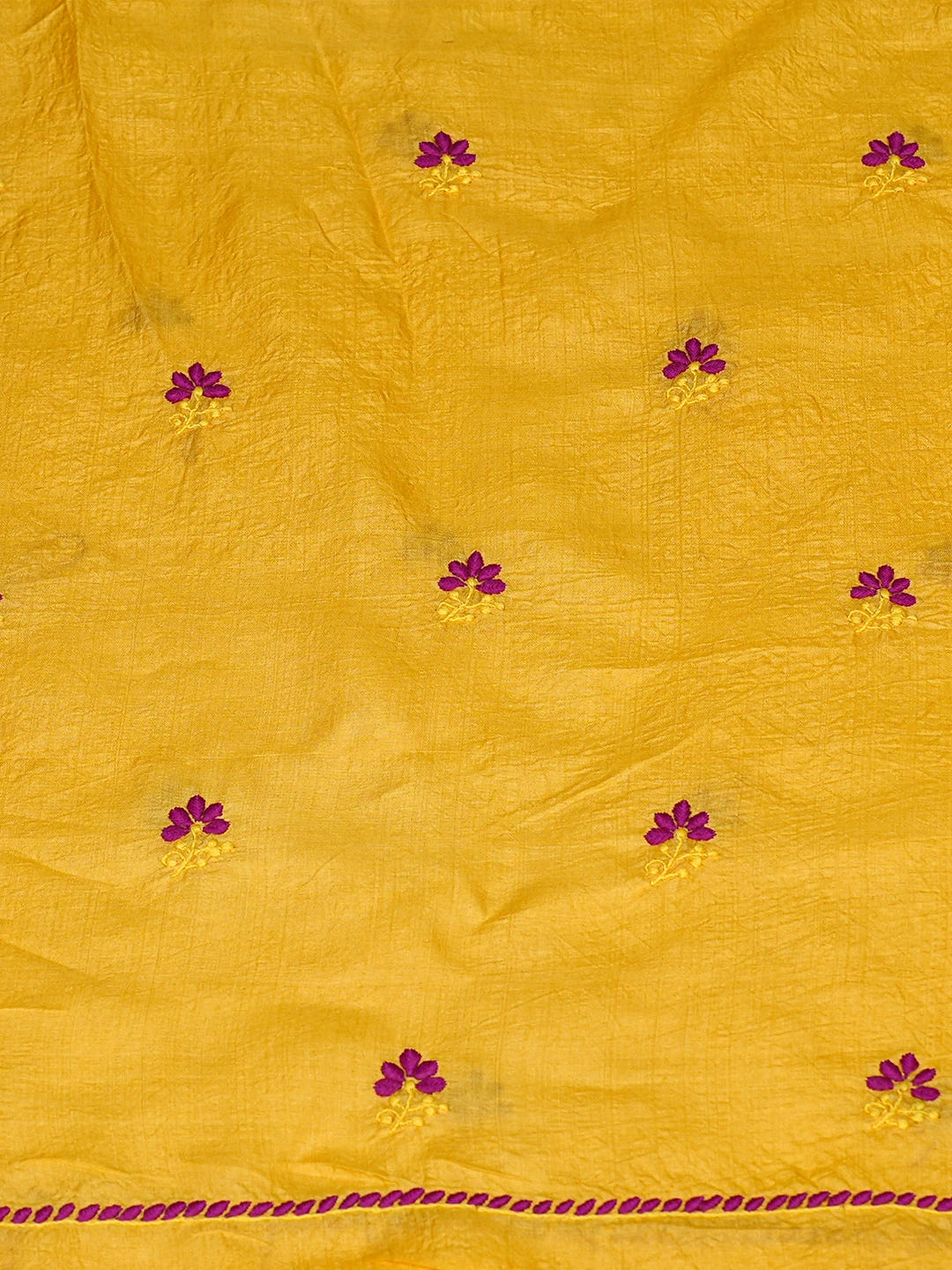 Ada Hand Embroidered Yellow Tussar Silk Lucknowi Chikankari Unstitched Suit Piece 08A500916