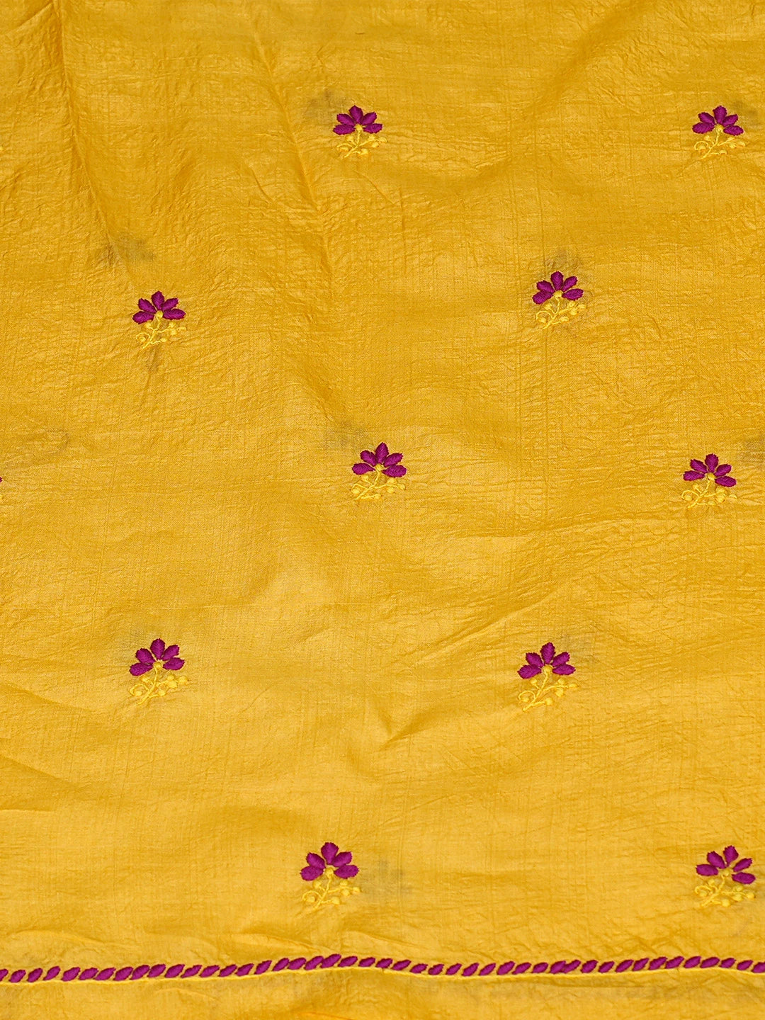 Ada Hand Embroidered Yellow Tussar Silk Lucknowi Chikankari Unstitched Suit Piece 08A500916