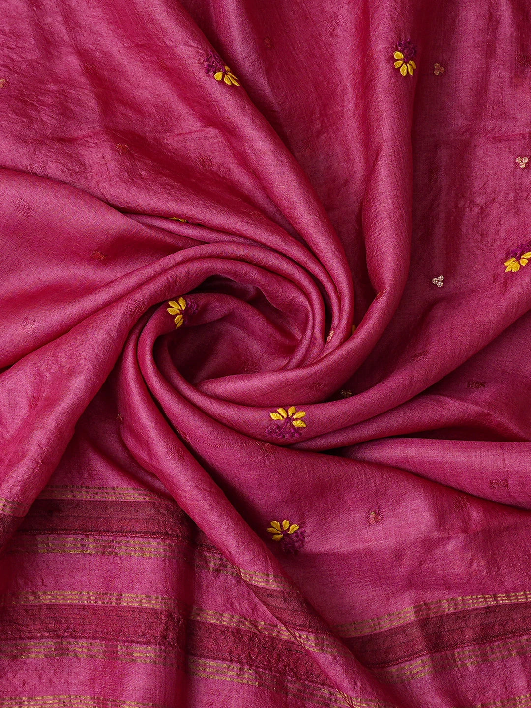 Ada Hand Embroidered Yellow Tussar Silk Lucknowi Chikankari Unstitched Suit Piece 08A500916