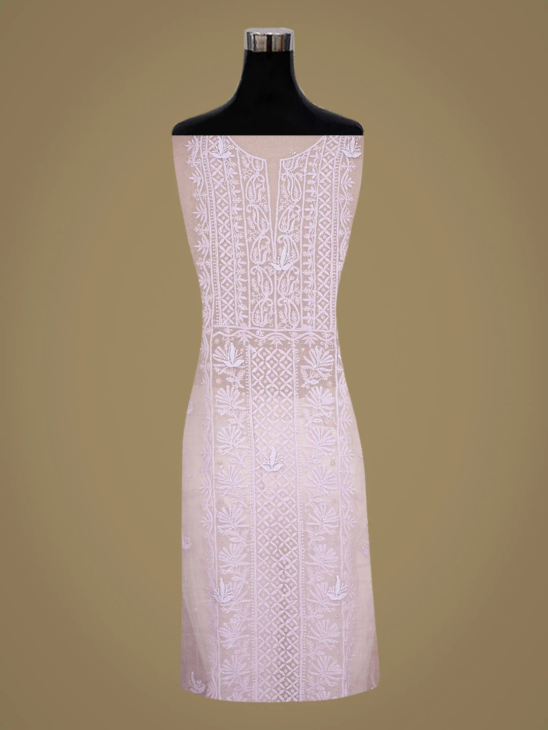 Ada Hand Embroidered Mauve Organza Lucknowi Chikankari Unstitched Kurta Dupatta Set With Cutdana Work 01A817639