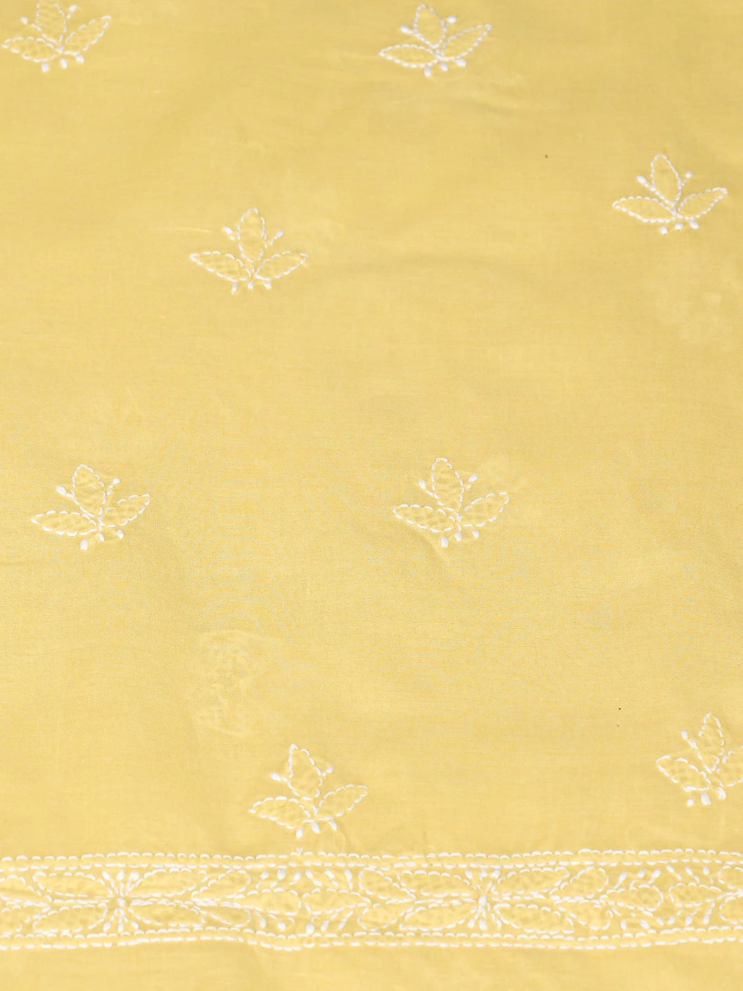 Ada Hand Embroidered Yellow Cotton Lucknowi Chikankari Unstitched Suit Piece 08A500501