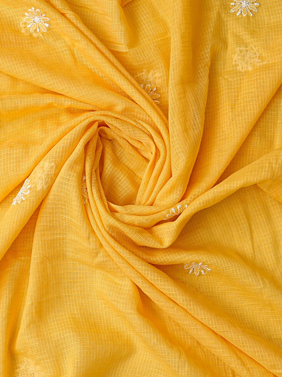 Ada Hand Embroidered Yellow Kota Lucknowi Chikankari Unstitched Kurta Dupatta Set 01A581958