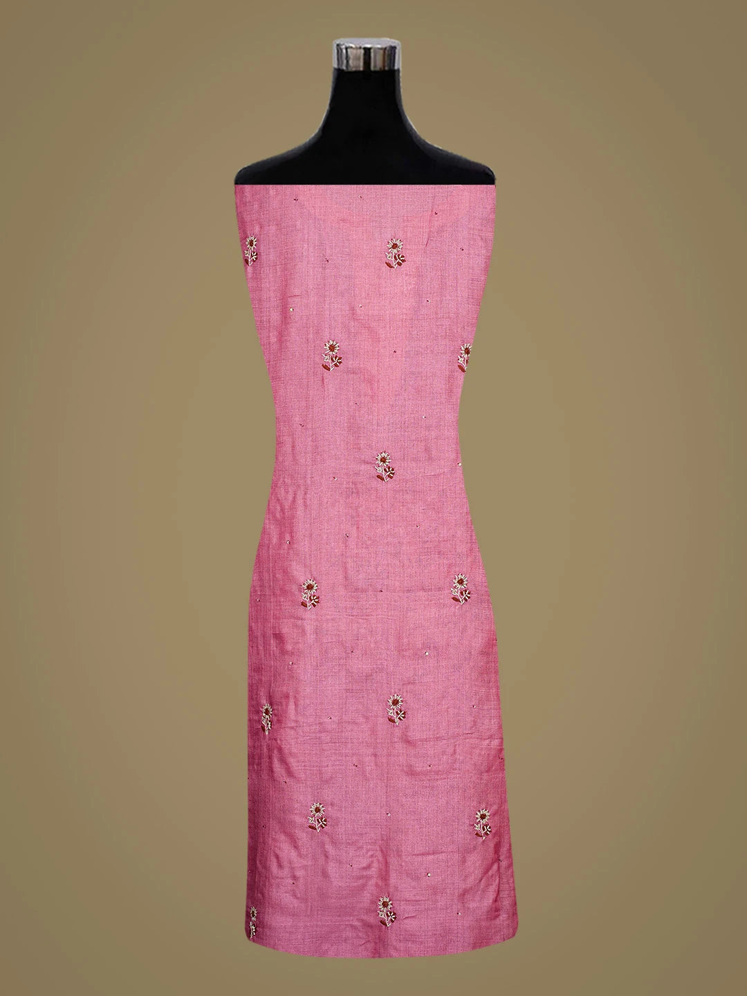 Ada Hand Embroidered Deep Pink Silk Lucknowi Chikankari Unstitched Kurta Dupatta Set With Cutdana Work 01A782800