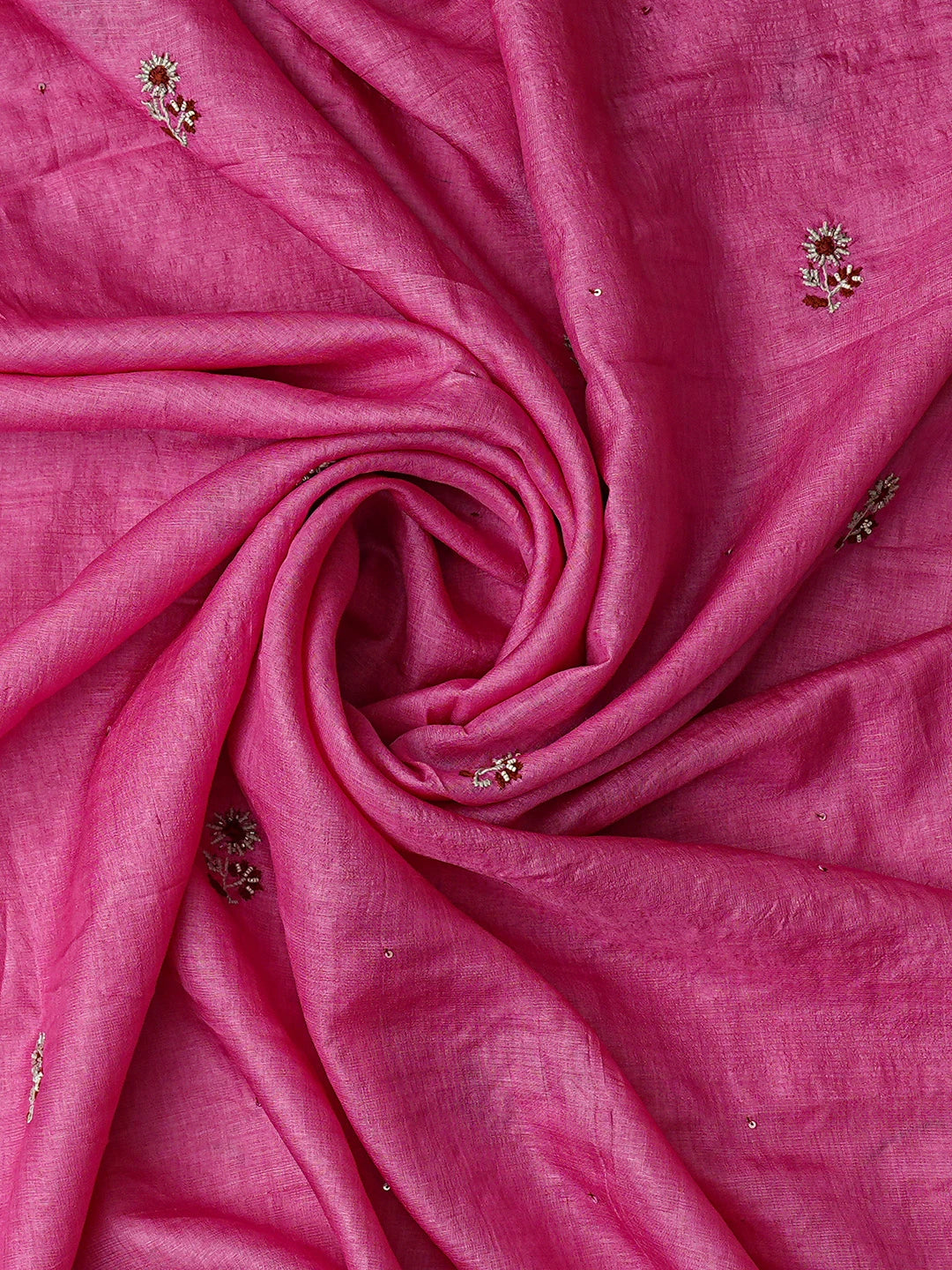 Ada Hand Embroidered Deep Pink Silk Lucknowi Chikankari Unstitched Kurta Dupatta Set With Cutdana Work 01A782800