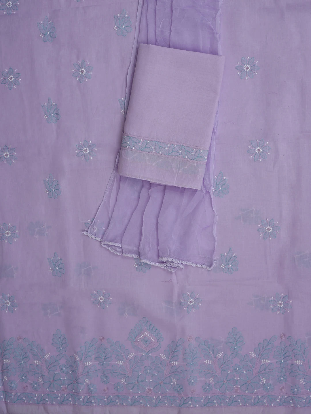 Ada Hand Embroidered Mauve Cotton Lucknowi Chikankari Unstitched Suit Piece 01A818728