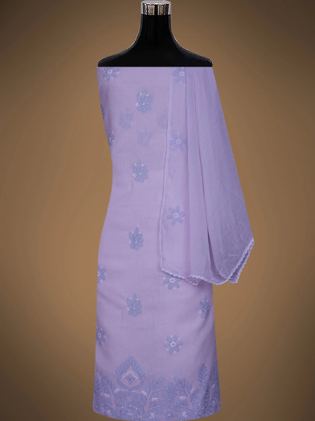 Ada Hand Embroidered Mauve Cotton Lucknowi Chikankari Unstitched Suit Piece 01A818728