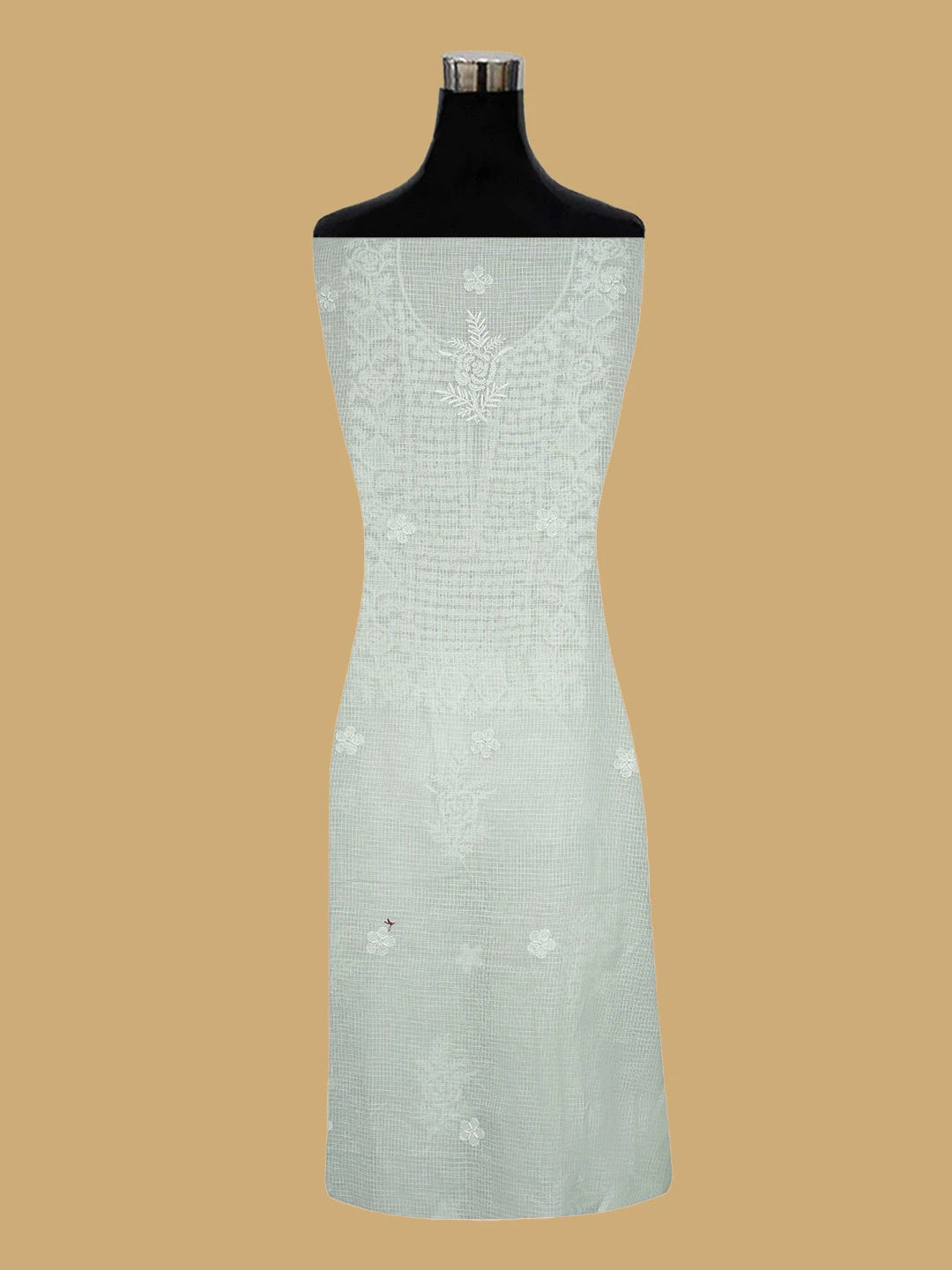 Ada Hand Embroidered Celadon Green Kota Lucknowi Chikankari Unstitched Kurta Dupatta Set With Cutdana Work 01A812193