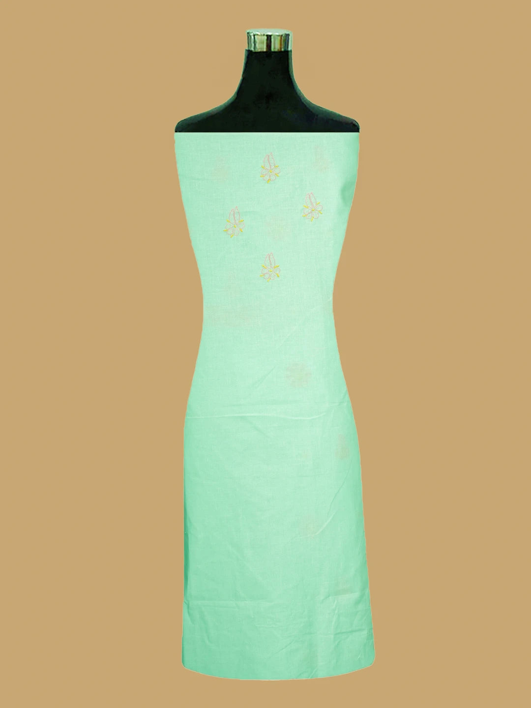 Ada Hand Embroidered Sea Green Cotton Lucknowi Chikankari Unstitched Suit Piece 01A818713