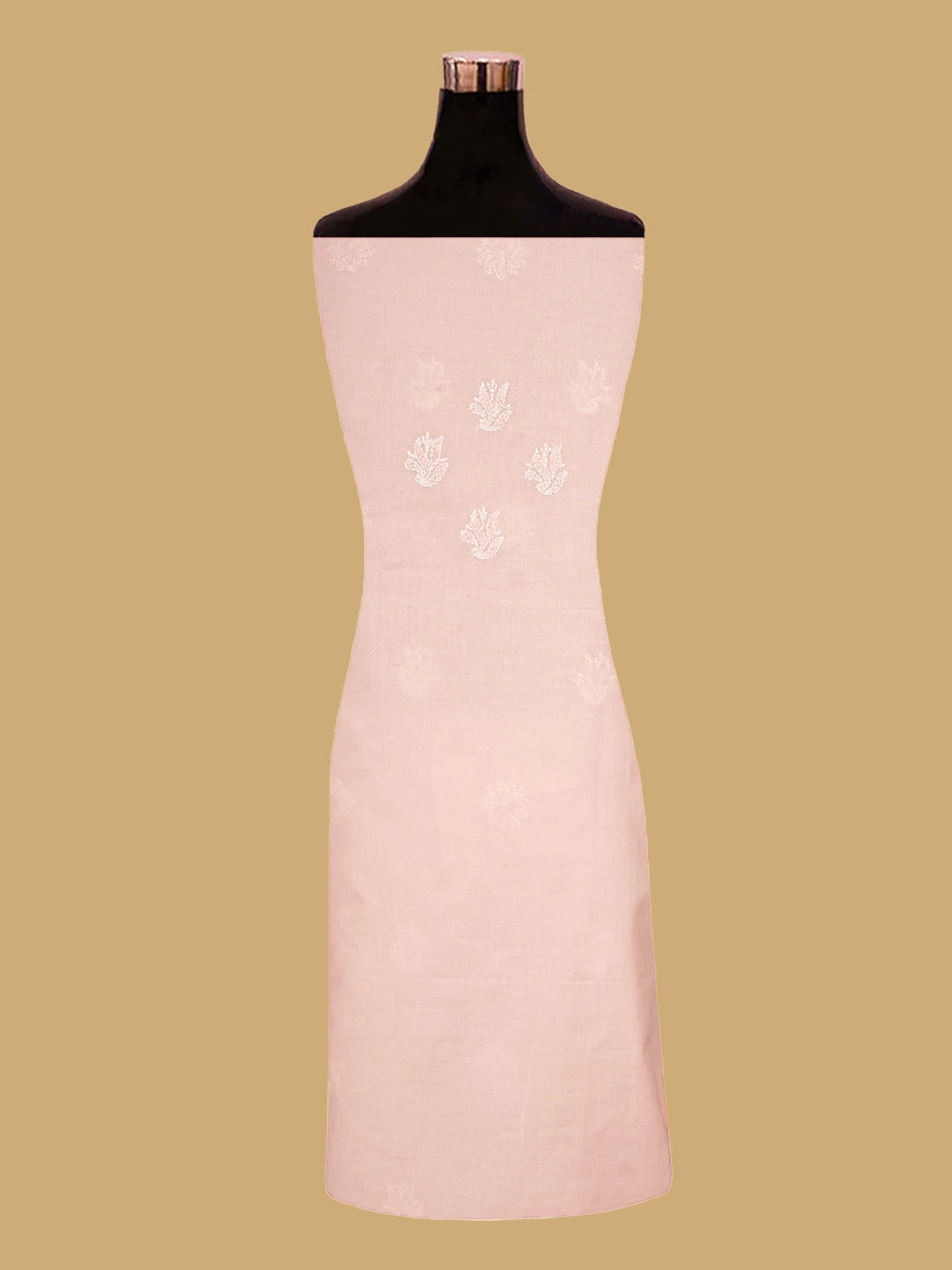Ada Hand Embroidered Peach Cotton Lucknowi Chikankari Unstitched Suit Piece 01A818664