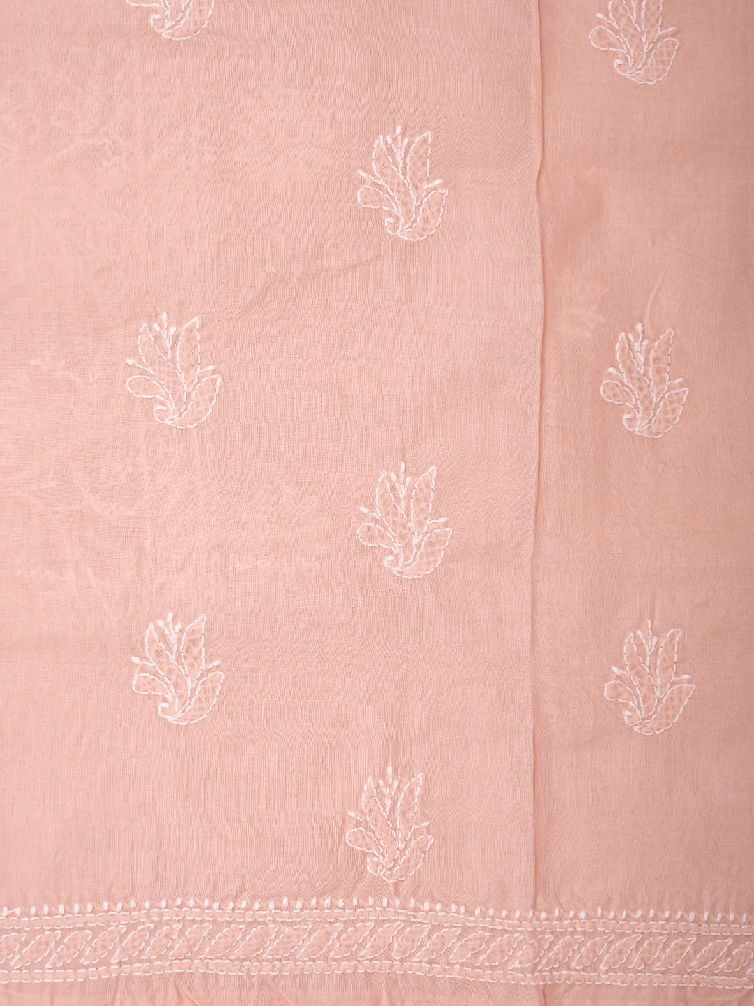 Ada Hand Embroidered Peach Cotton Lucknowi Chikankari Unstitched Suit Piece 01A818664