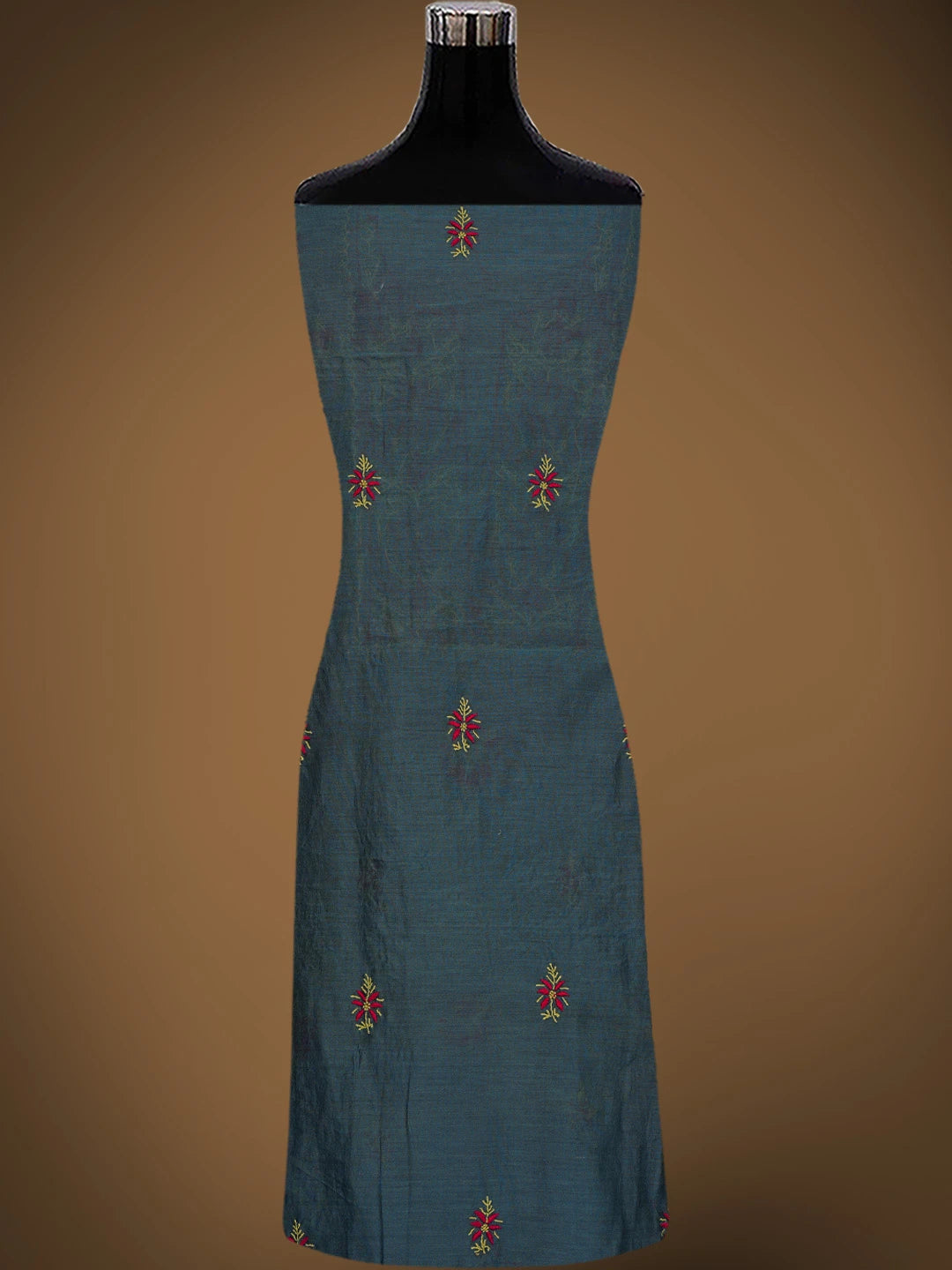 Ada Hand Embroidered Payne's Grey Chanderi Lucknowi Chikankari Unstitched Kurta Piece 01A737686