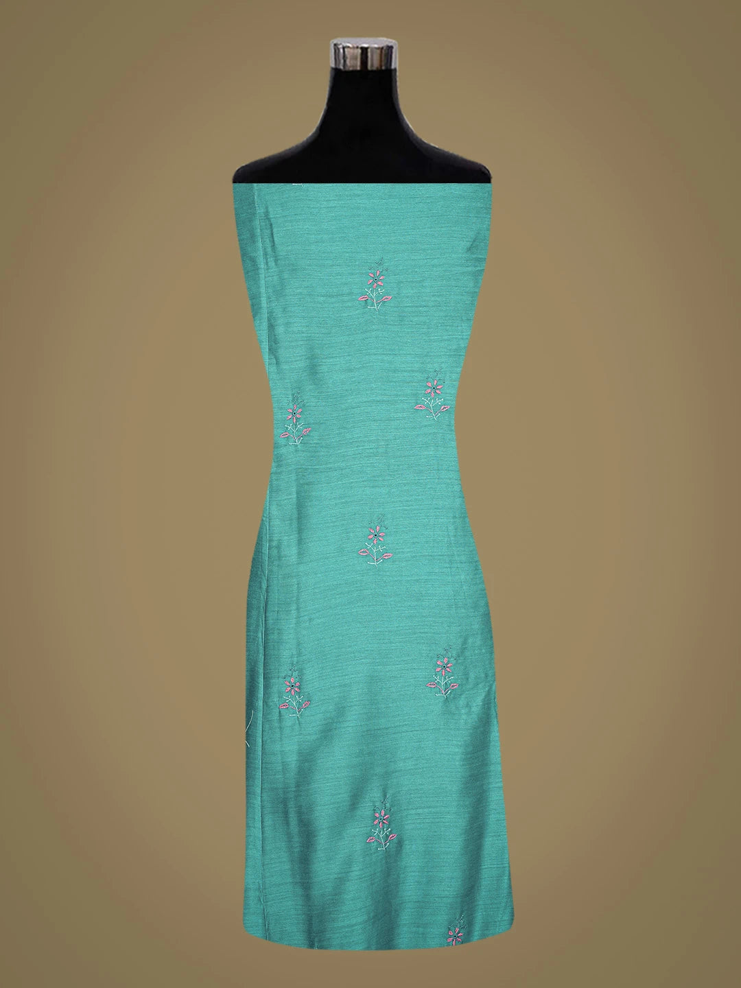 Ada Hand Embroidered Blue Moonga Silk Lucknowi Chikankari Semi-stitched Suit Piece With Zari Taar Work 01A749400