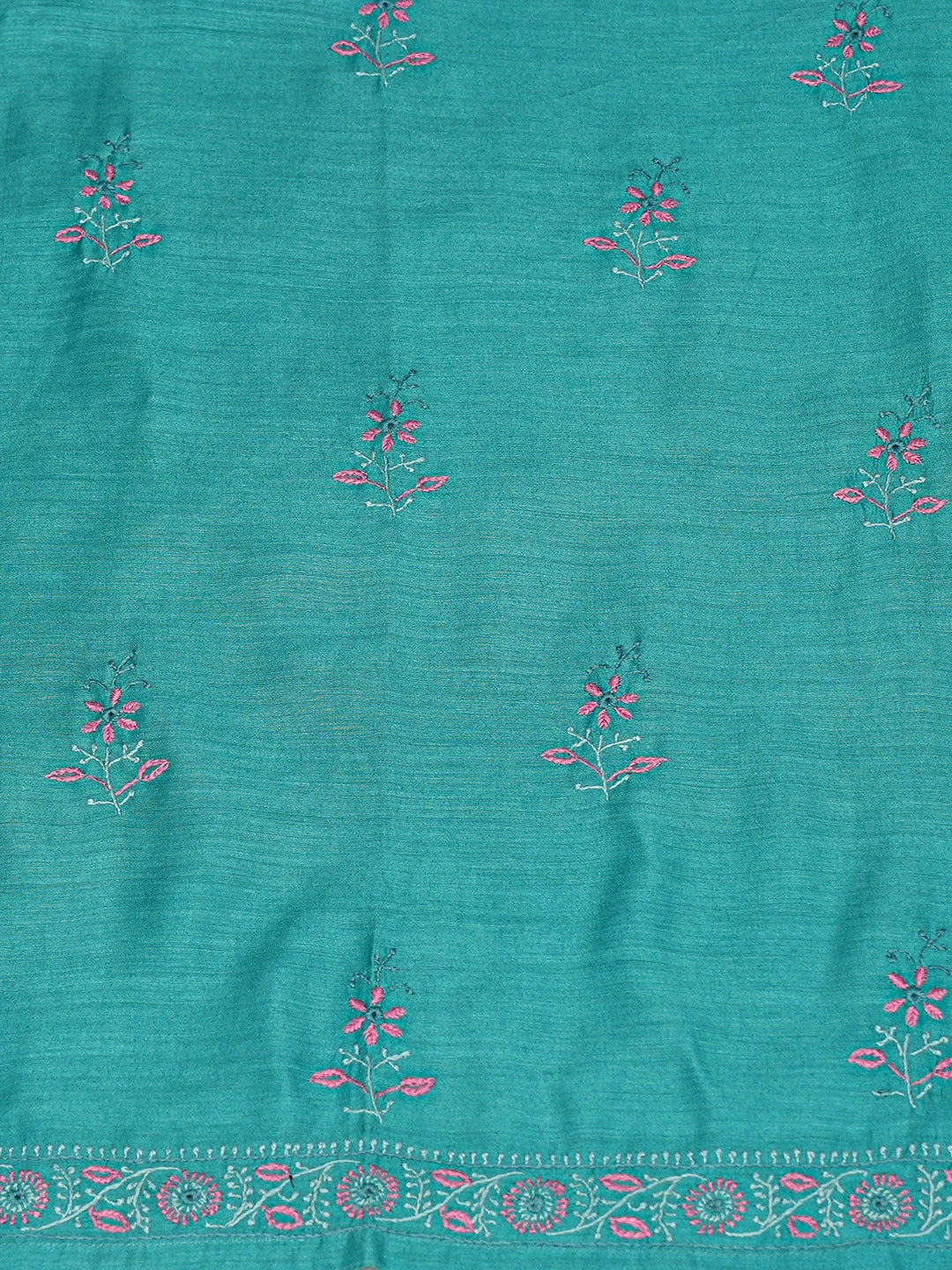 Ada Hand Embroidered Blue Moonga Silk Lucknowi Chikankari Semi-stitched Suit Piece With Zari Taar Work 01A749400