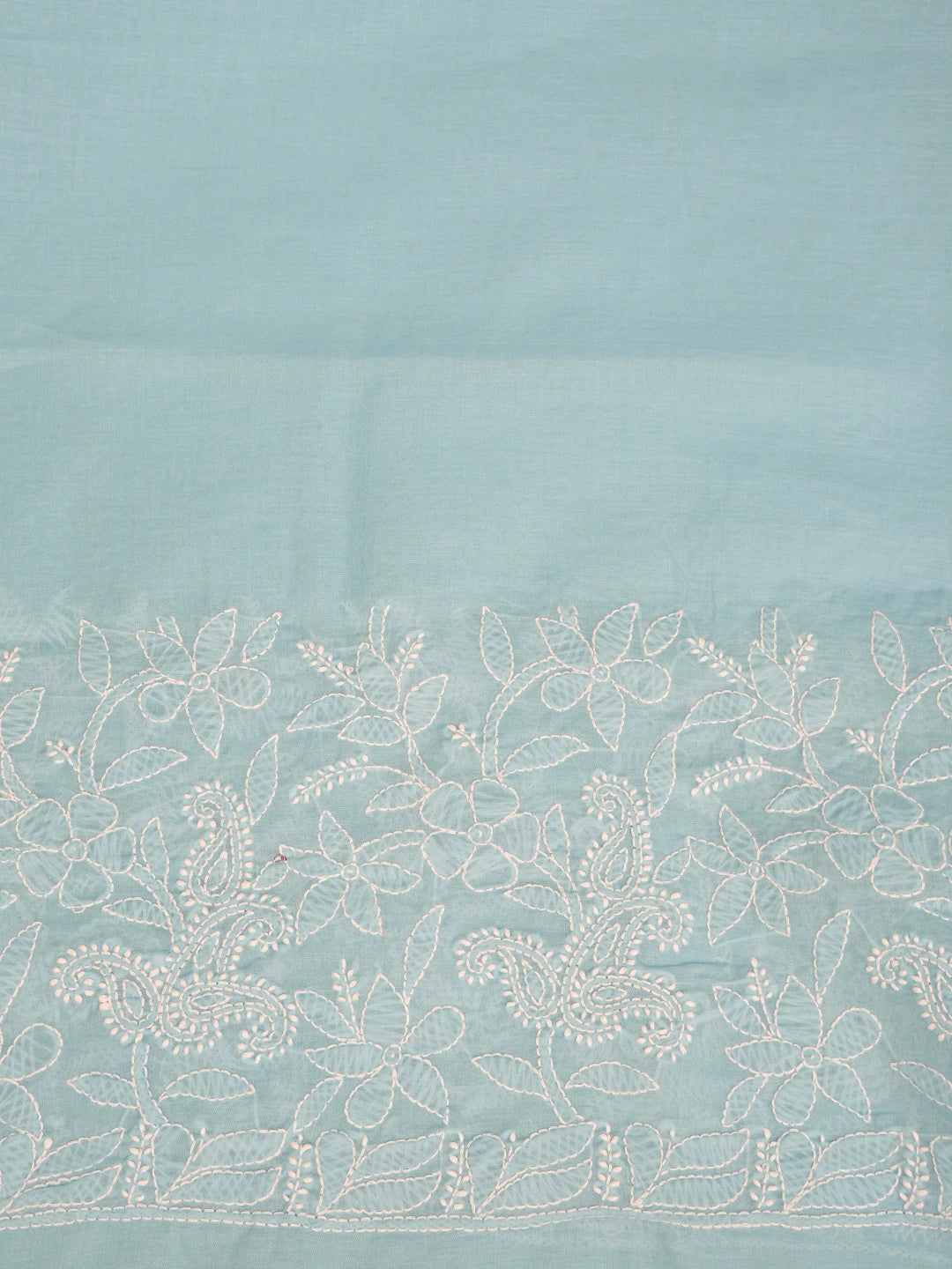 Ada Hand Embroidered Blue Cotton Lucknowi Chikankari Saree With Blouse 01A719271