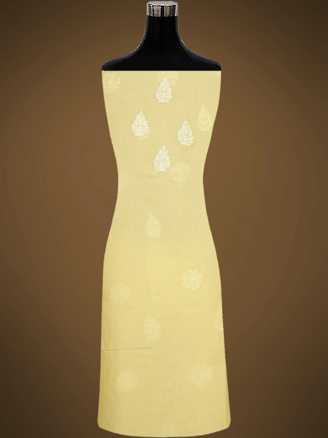 Ada Hand Embroidered Yellow Cotton Lucknowi Chikankari Unstitched Suit Piece 01A819053