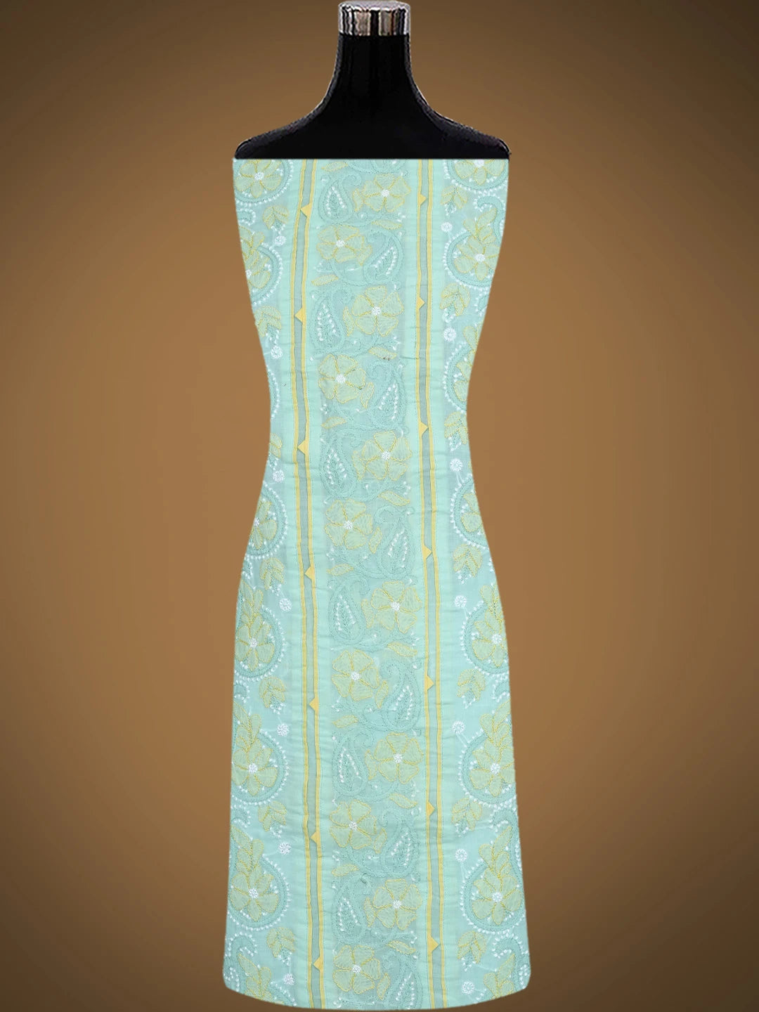 Ada Hand Embroidered Sea Green Cotton Lucknowi Chikankari Unstitched Suit Piece 01A821868