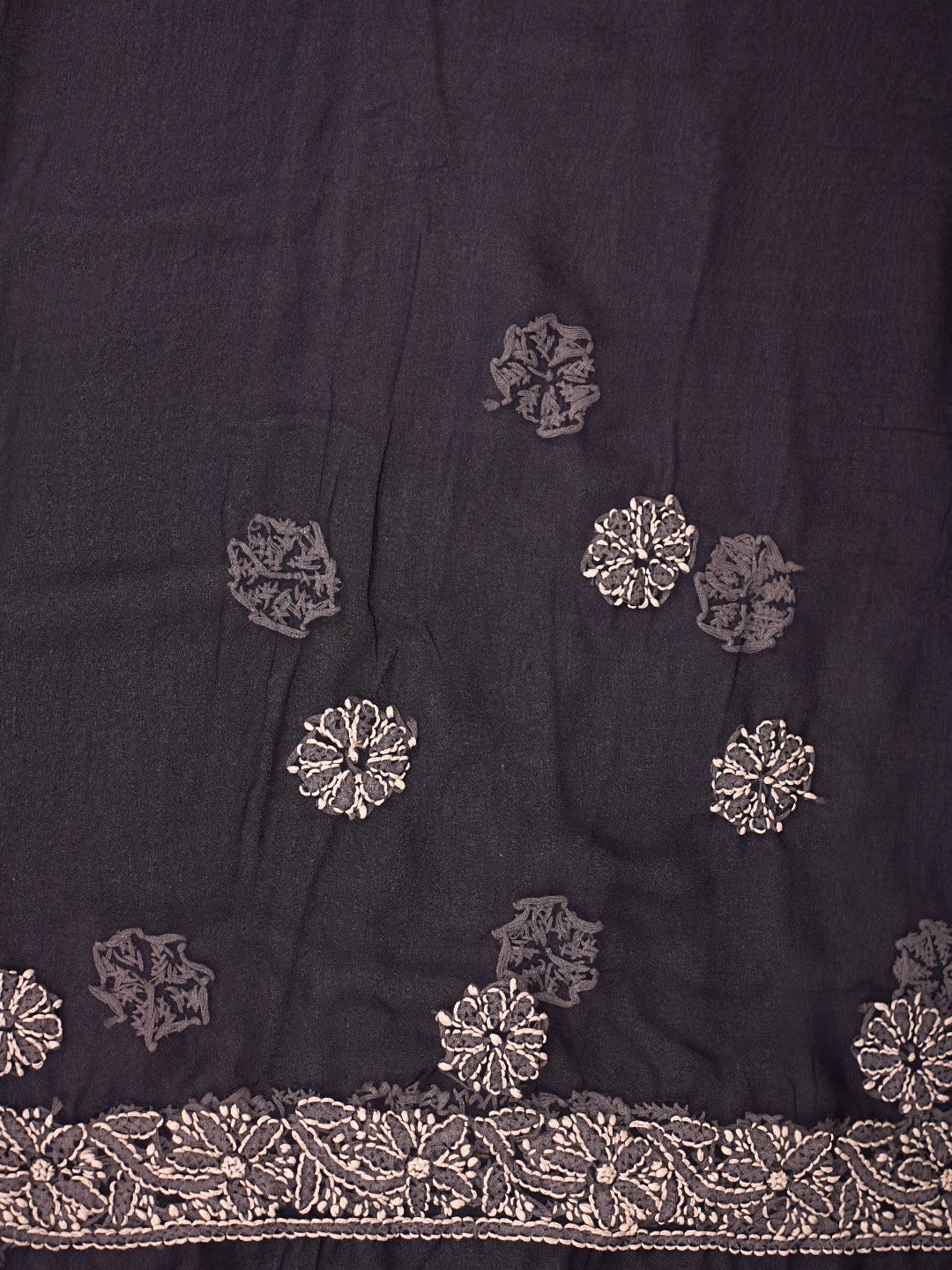 Ada Hand Embroidered Navy Blue Georgette Lucknowi Chikankari Saree With Blouse 01A823492