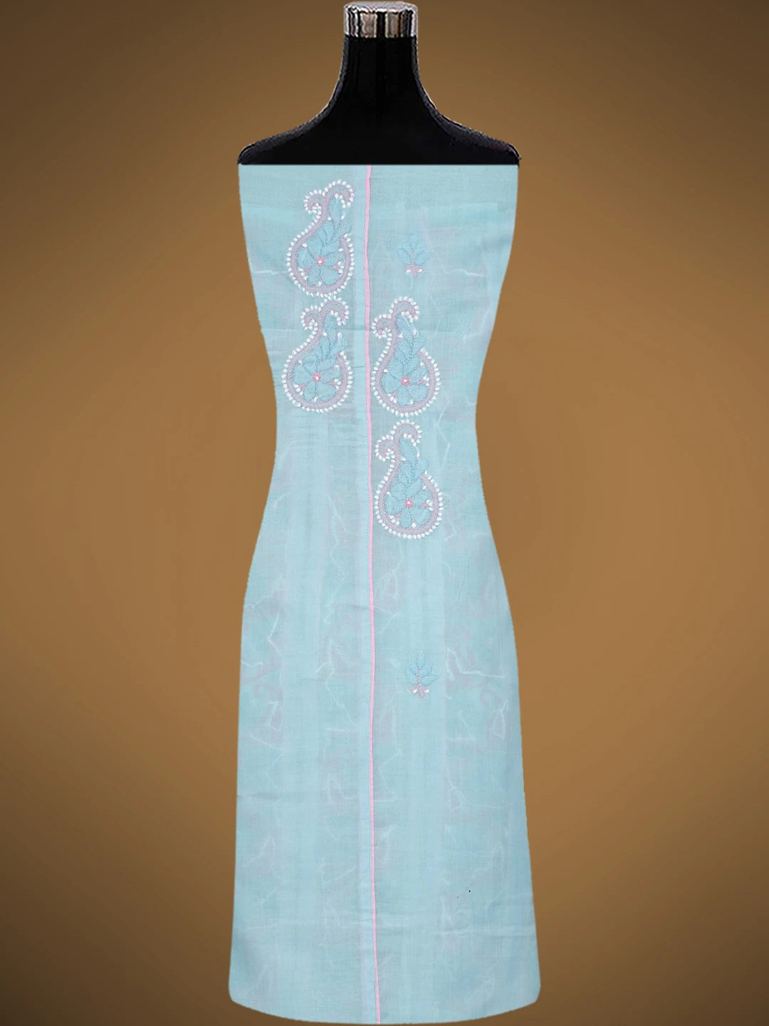 Ada Hand Embroidered Sky Blue Cotton Lucknowi Chikankari Unstitched Suit Piece 01A821866