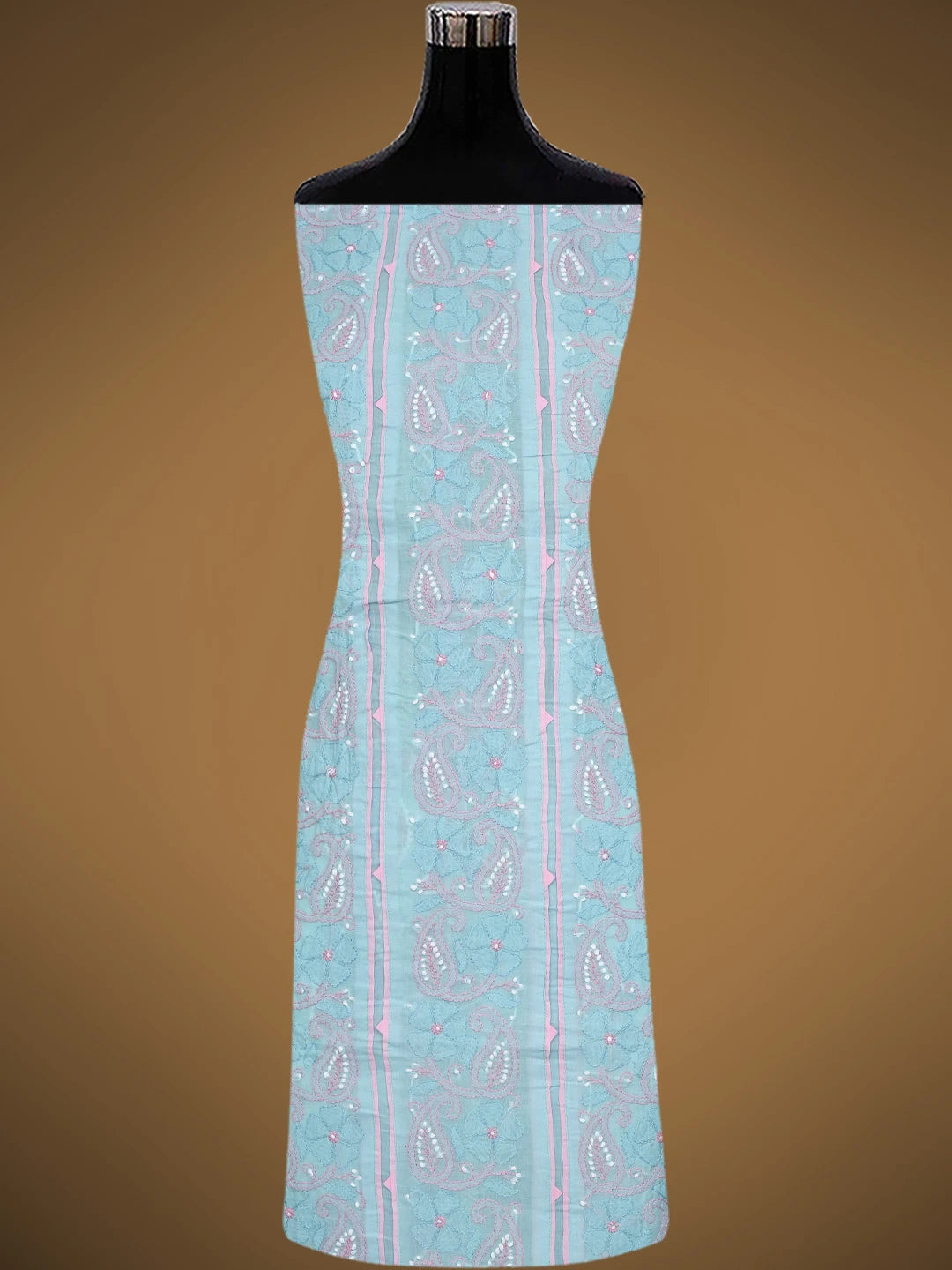 Ada Hand Embroidered Sky Blue Cotton Lucknowi Chikankari Unstitched Suit Piece 01A821866