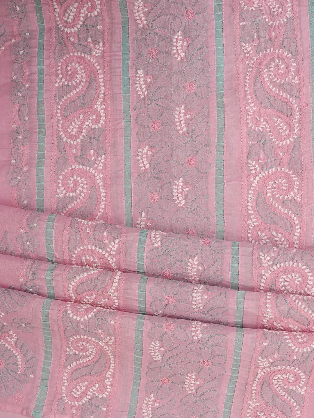 Ada Hand Embroidered Pink Cotton Lucknowi Chikankari Unstitched Suit Piece 08A500451