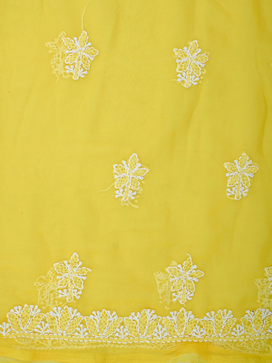 Ada Hand Embroidered Yellow Georgette Lucknowi Chikankari Unstitched Suit Piece 01A816604