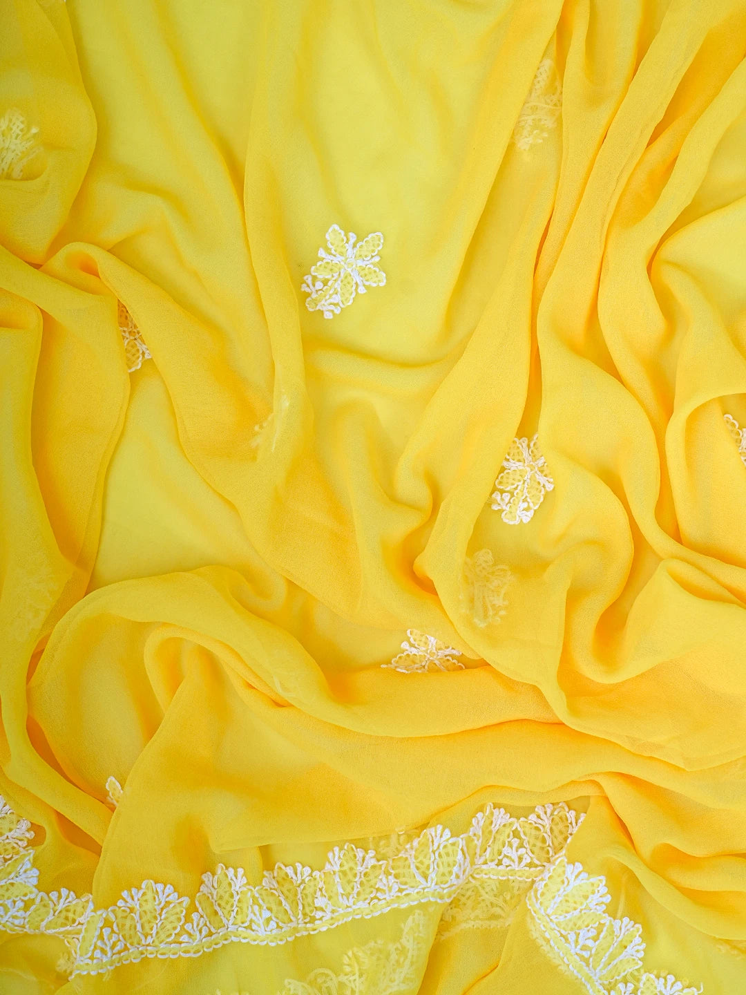 Ada Hand Embroidered Yellow Georgette Lucknowi Chikankari Unstitched Suit Piece 01A816604