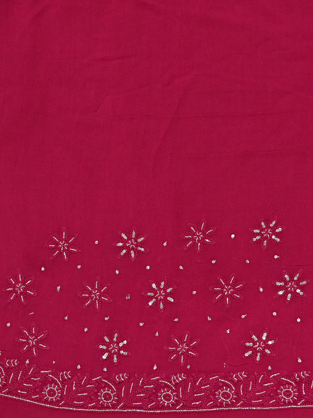 Ada Hand Embroidered Magenta Viscose Georgette Lucknowi Chikankari Saree With Blouse With Cutdana Work 01A510472