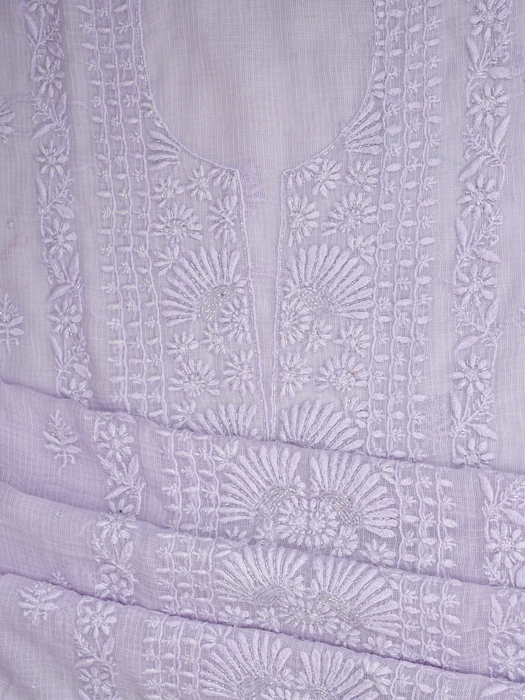 Ada Hand Embroidered Periwinkle Blue Kota Lucknowi Chikankari Unstitched Suit Piece With Cutdana Work 01A825290