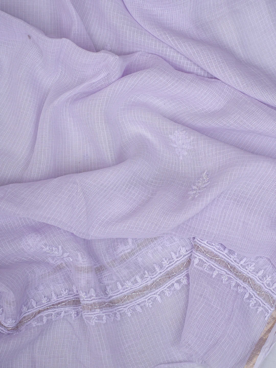 Ada Hand Embroidered Periwinkle Blue Kota Lucknowi Chikankari Unstitched Suit Piece With Cutdana Work 01A825290