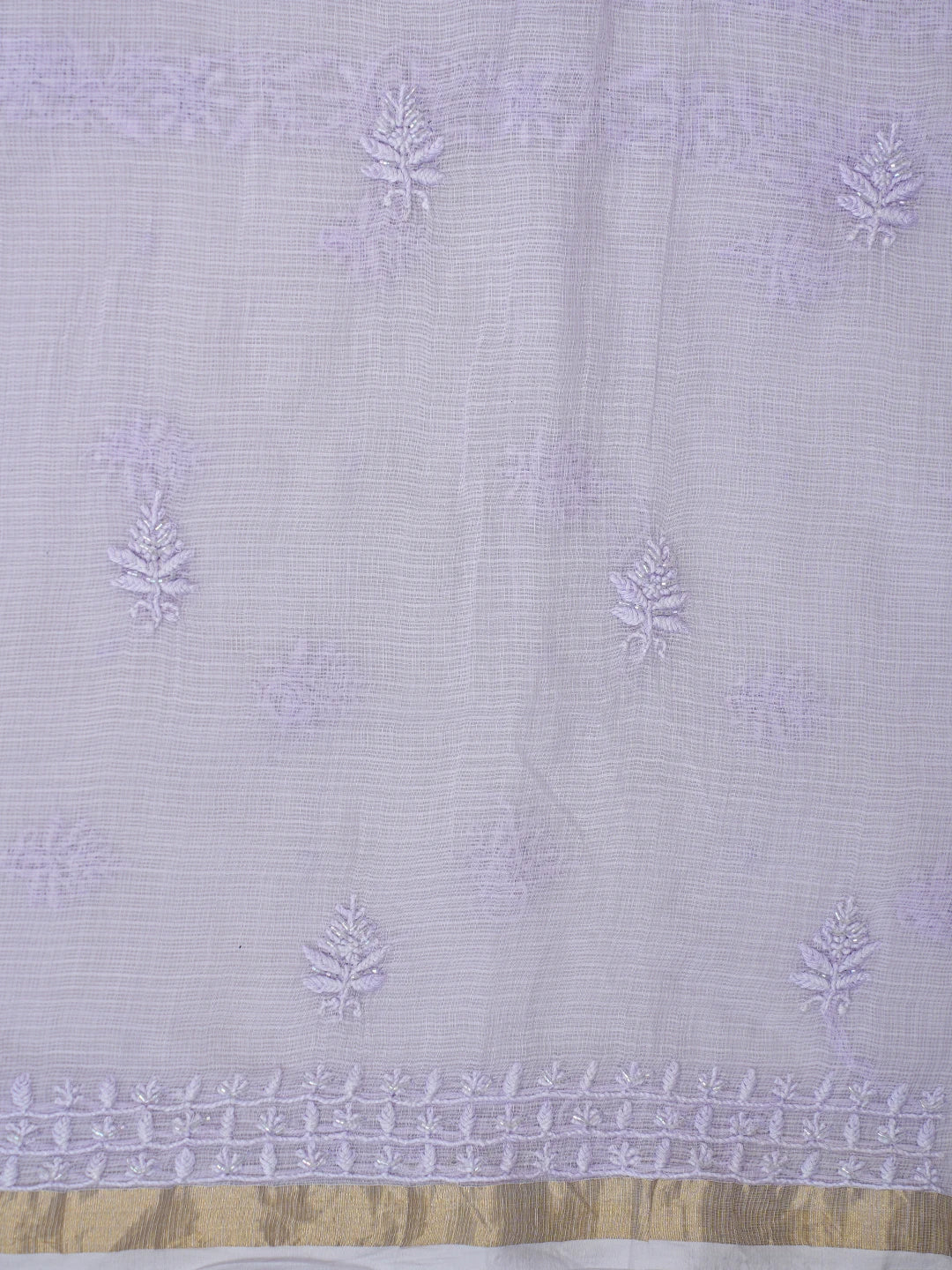 Ada Hand Embroidered Periwinkle Blue Kota Lucknowi Chikankari Unstitched Suit Piece With Cutdana Work 01A825290