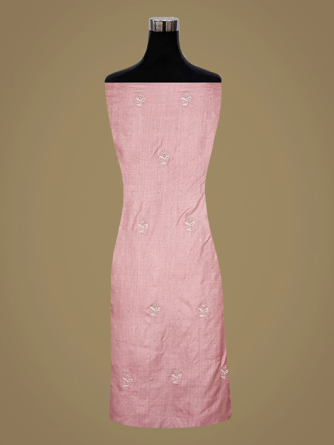 Ada Hand Embroidered Onion Pink Silk Lucknowi Chikankari Unstitched Suit Piece With Cutdana Work 01A759924
