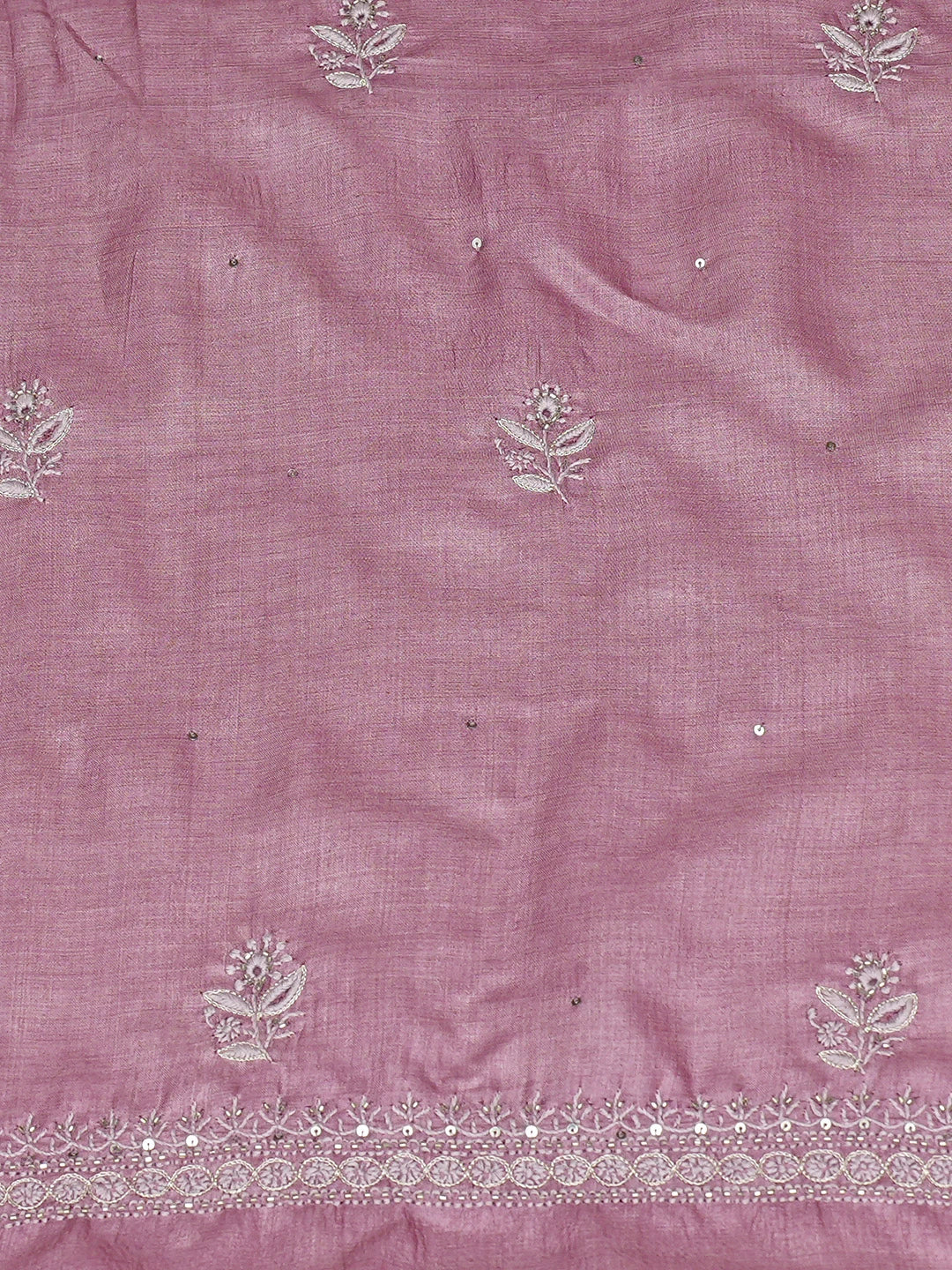 Ada Hand Embroidered Onion Pink Silk Lucknowi Chikankari Unstitched Suit Piece With Cutdana Work 01A759924