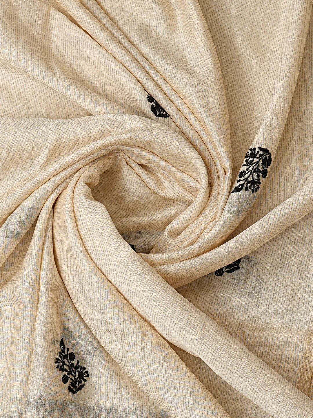 Ada Hand Embroidered Light Fawn Chanderi Lucknowi Chikankari Semi-stitched Kurta Dupatta Set With Cutdana Work 01A771340