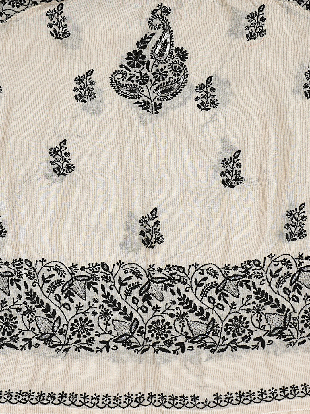 Ada Hand Embroidered Light Fawn Chanderi Lucknowi Chikankari Semi-stitched Kurta Dupatta Set With Cutdana Work 01A771340