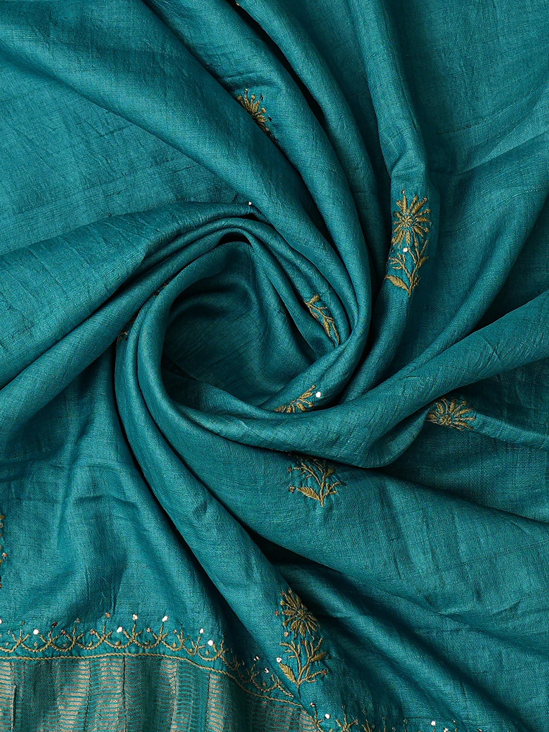 Ada Hand Embroidered Blue Silk Lucknowi Chikankari Unstitched Suit Piece With Muqaish Work 01A796702