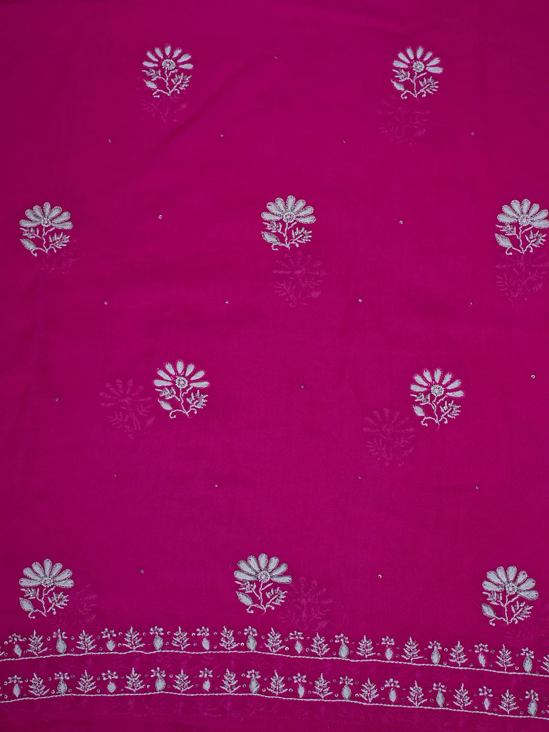 Ada Hand Embroidered Magenta Viscose Georgette Lucknowi Chikankari Unstitched Kurta Dupatta Set With Cutdana Work 01A705083