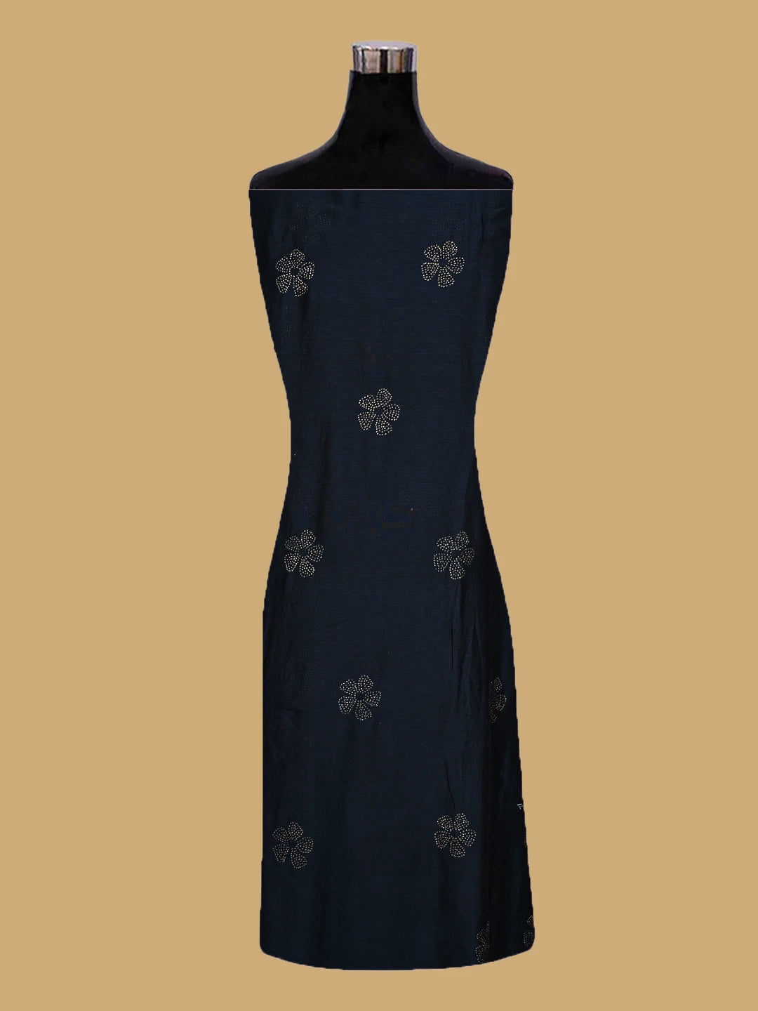 Ada Hand Embroidered Black Chanderi Lucknowi Chikankari Unstitched Kurta Dupatta Set With Muqaish Work A614202