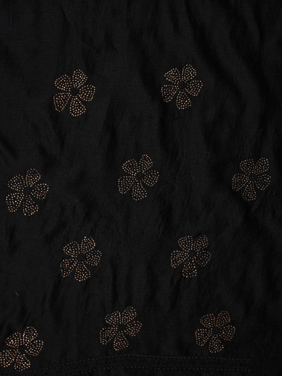 Ada Hand Embroidered Black Chanderi Lucknowi Chikankari Unstitched Kurta Dupatta Set With Muqaish Work A614202